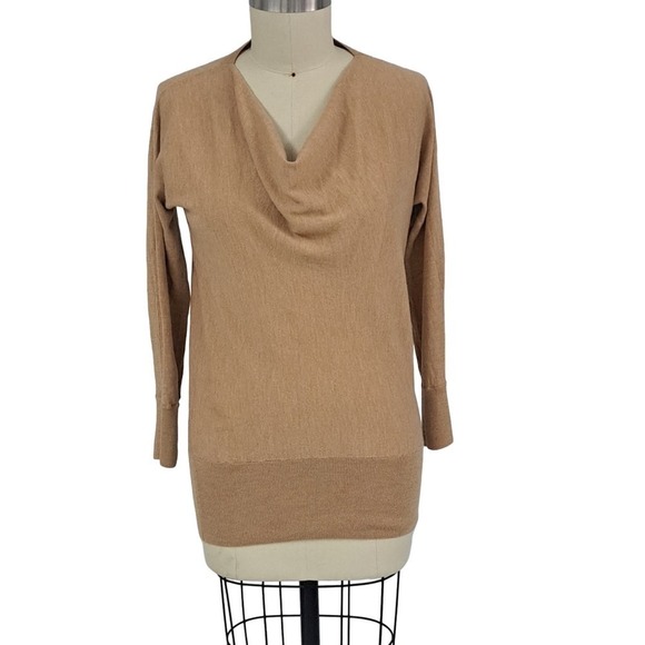 Talbots carmel 100% Merino Wool Cowl Neck Sweater Large NWOT - Picture 1 of 6